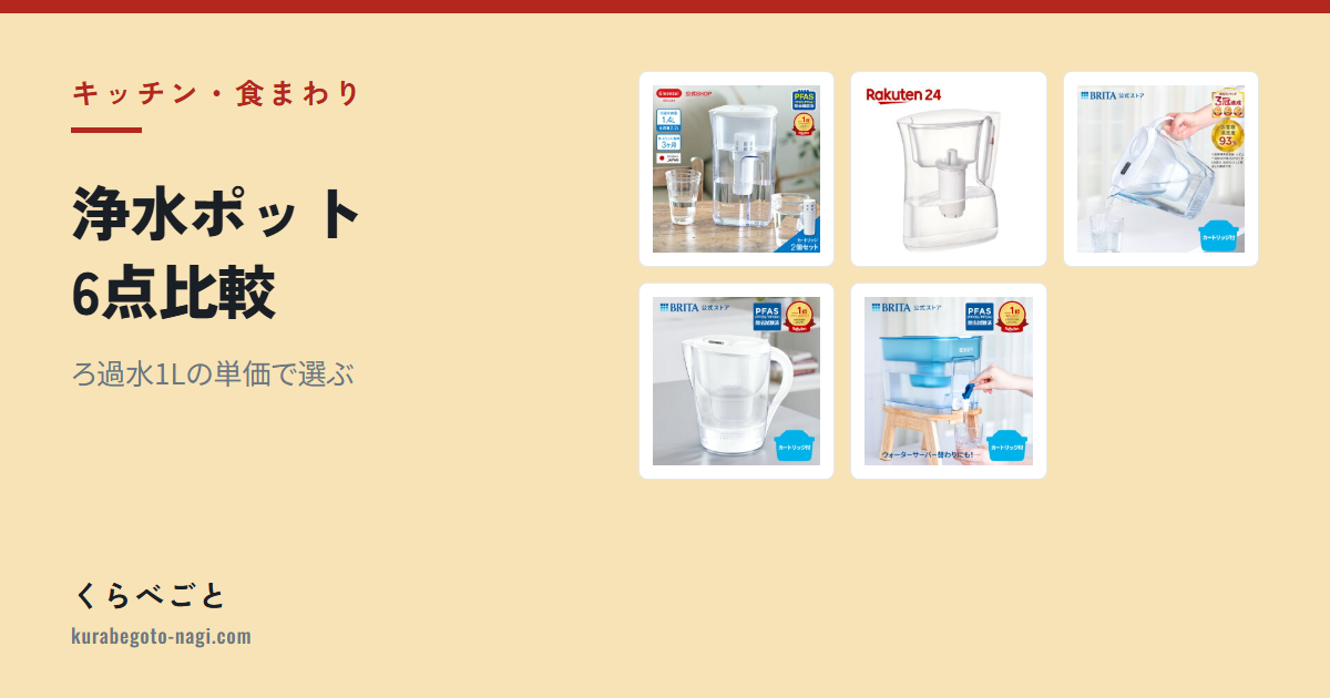 【2026年最新】浄水ポット6点比較|ろ過水1Lの単価で選ぶ