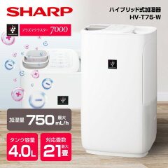 シャープ ハイブリッド式加湿器 HV-T75-W プレミアムホワイト